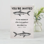 Einladungen zur Hochzeit Vintager Haie (Stehend Vorderseite)