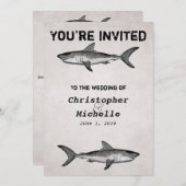 Einladungen zur Hochzeit Vintager Haie (Vorne/Hinten)