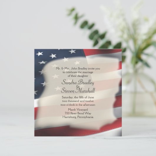 Einladungen zur Hochzeit von amerikanischen Fahnen (Stehend Vorderseite)