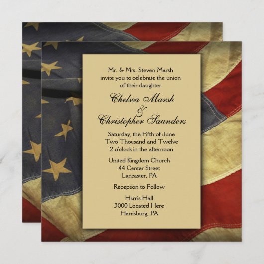 Einladungen zur Hochzeit von amerikanischen Fahnen (Vorne/Hinten)