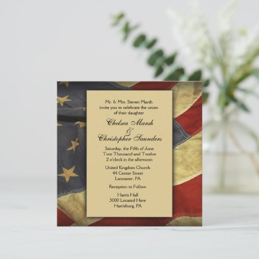 Einladungen zur Hochzeit von amerikanischen Fahnen (Stehend Vorderseite)