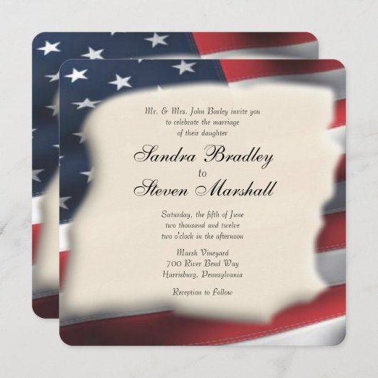 Einladungen zur Hochzeit von amerikanischen Fahnen (Vorne/Hinten)
