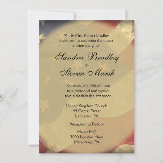 Einladungen zur Hochzeit von amerikanischen Fahnen (Vorderseite)