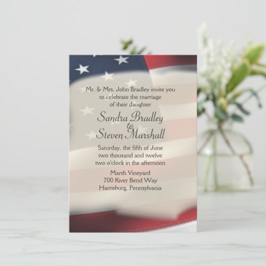 Einladungen zur Hochzeit von amerikanischen Fahnen (Stehend Vorderseite)