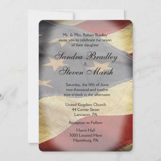 Einladungen zur Hochzeit von amerikanischen Fahnen (Vorderseite)