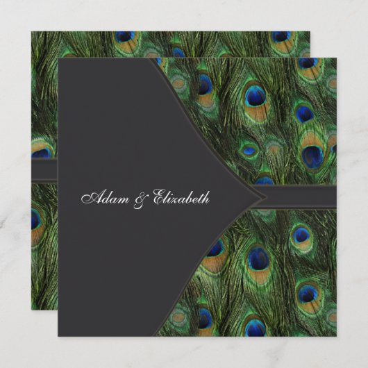 Einladungen zur Hochzeit von Black Peacock (Vorne/Hinten)
