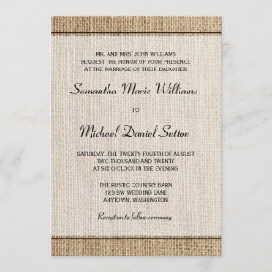 Einladungen zur Hochzeit von Burlap Black Border