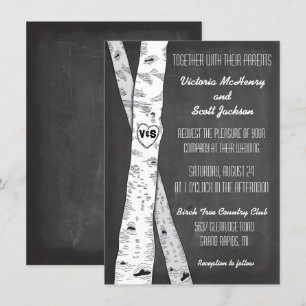 Einladungen zur Hochzeit von Chalkboard Birch Tree