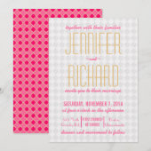 Einladungen zur Hochzeit von Fuchsien und Korallen (Vorne/Hinten)