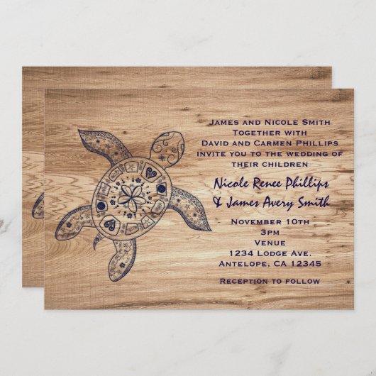 Einladungen zur Hochzeit von Hawaiian Turtle & Lig (Vorne/Hinten)
