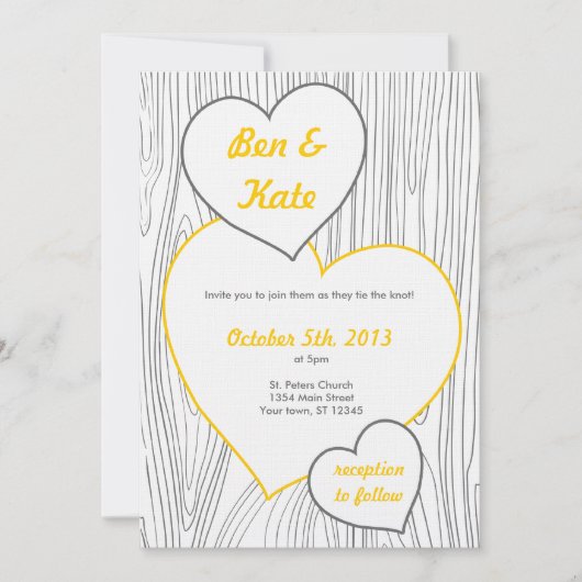 Einladungen zur Hochzeit von Holzkörnern - Gelb un (Vorderseite)