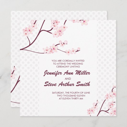 Einladungen zur Hochzeit von Kirsch-Blossom (Vorne/Hinten)