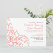 Einladungen zur Hochzeit von Korallen Geblüht (Stehend Vorderseite)