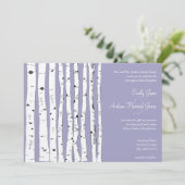Einladungen zur Hochzeit von Lavender Birch Tree (Stehend Vorderseite)