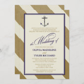 Einladungen zur Hochzeit von Nautical Navy & Gold (Vorne/Hinten)