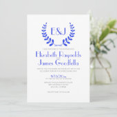 Einladungen zur Hochzeit von Royal Blue Monogram (Stehend Vorderseite)