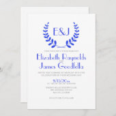 Einladungen zur Hochzeit von Royal Blue Monogram (Vorne/Hinten)