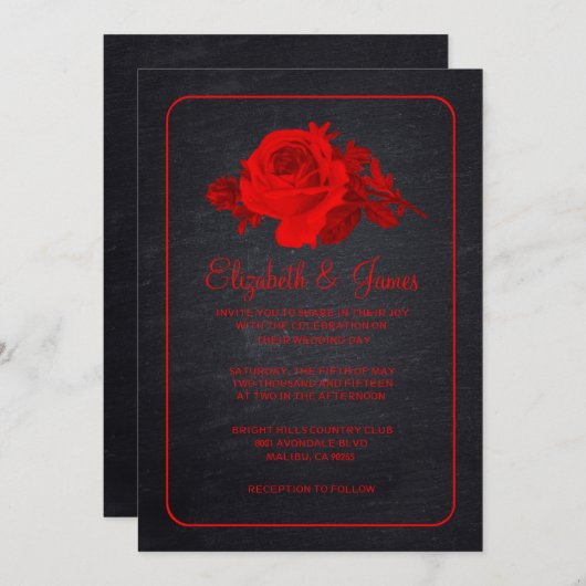 Einladungen zur Hochzeit von Schwarz und Rot (Vorne/Hinten)