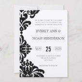 Einladungen zur Hochzeit von Vintagen Black Damask (Vorderseite)