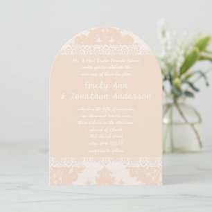 Einladungen zur Hochzeit von Vintagen Peach Damask
