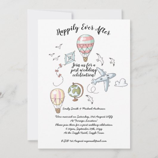 Einladungen zur Hochzeitsempfehlung nach Hochzeite (Vorderseite)