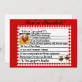 Einladungen zur italienischen Rezept-Card "Spaghet (Vorne/Hinten)