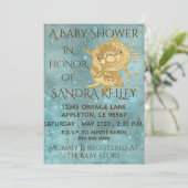 Einladungen zur Kinderdusche "Golddelphine/Mama & (Stehend Vorderseite)