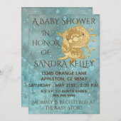 Einladungen zur Kinderdusche "Golddelphine/Mama &  (Vorne/Hinten)