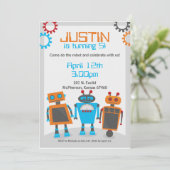 Einladungen zur Kinderrobot-Geburtstagsparty (Stehend Vorderseite)