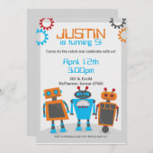 Einladungen zur Kinderrobot-Geburtstagsparty (Vorne/Hinten)