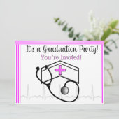 Einladungen zur Krankenschwester-Graduation Rosa (Stehend Vorderseite)