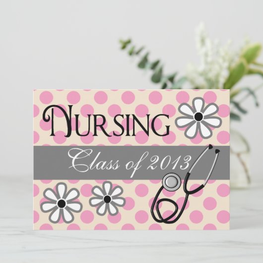 Einladungen zur Krankenschwester Pink Cream Polka (Stehend Vorderseite)