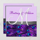 Einladungen zur Lavendel- und Lila Pfauenhochzeit (Vorne/Hinten)