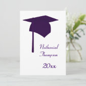 Einladungen zur lila Graduation Cap und Tassel (Stehend Vorderseite)