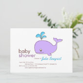 Einladungen zur Lila und blauen Whale-Babydusche (Stehend Vorderseite)