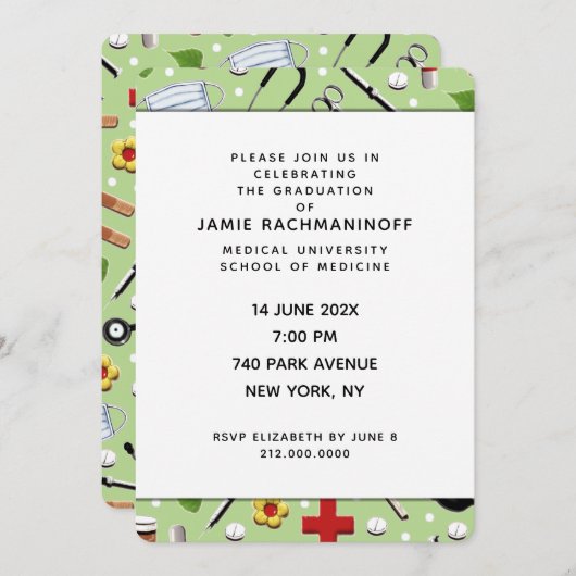 Einladungen zur Med School Graduation (Vorne/Hinten)