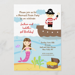 Einladungen zur Mermaid und Pirate Birthday Party