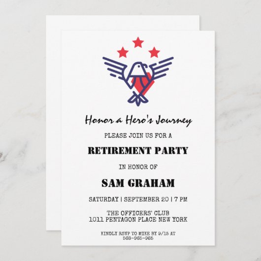 Einladungen zur militärischen Rente durch vereinte (Vorne/Hinten)