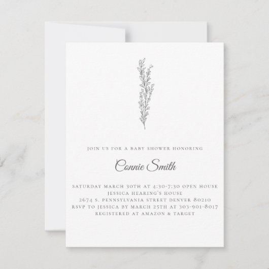 Einladungen zur Minimalistischen Babydusche (Vorderseite)