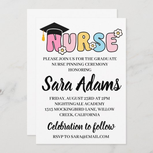 Einladungen zur modernen, einfachen Pflegeprägung (Vorne/Hinten)