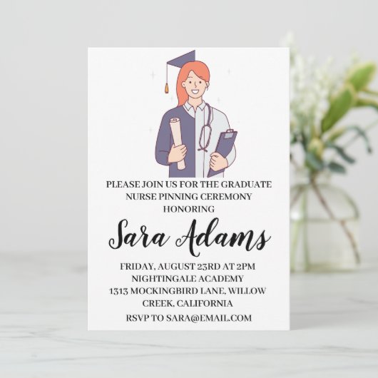 Einladungen zur modernen, einfachen Pflegeprägung (Stehend Vorderseite)