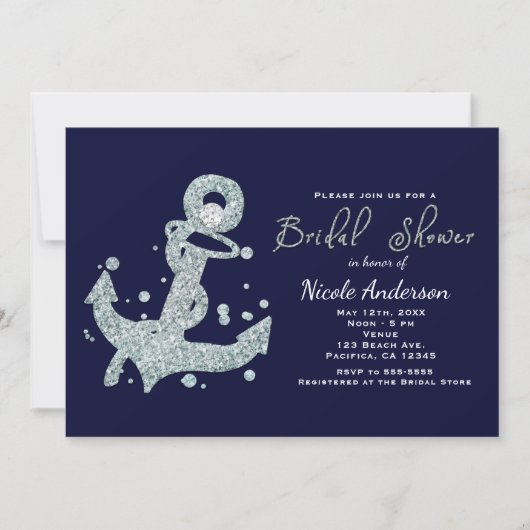 Einladungen zur Nautical Diamond Anchor Bridal Dus (Vorderseite)