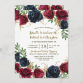 Einladungen zur Navy Blue Burgundy-Engagement-Part (Vorne/Hinten)