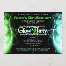 Einladungen zur Neon-Swirls-Glow-Party