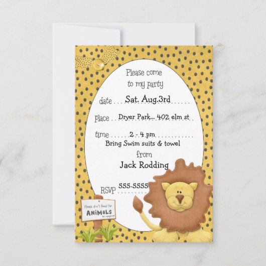 Einladungen zur niedlichen LöwenGeburtstagsparty (Vorderseite)