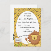 Einladungen zur niedlichen LöwenGeburtstagsparty (Vorne/Hinten)