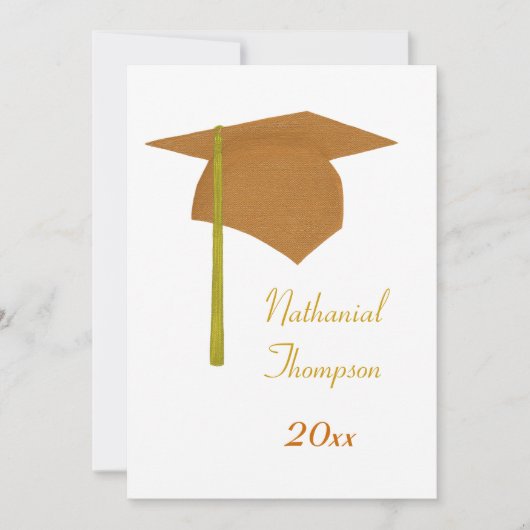 Einladungen zur orangefarbenen Graduation Cap & Ta (Vorderseite)