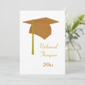 Einladungen zur orangefarbenen Graduation Cap & Ta (Stehend Vorderseite)