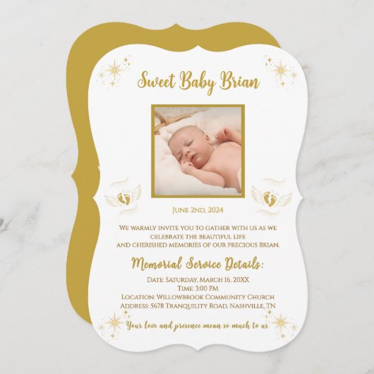 Einladungen zur personalisierten Baby Boy Memorial (Vorne/Hinten)