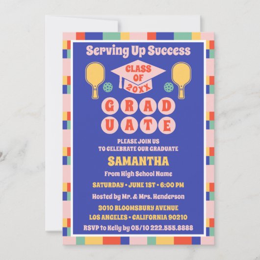 Einladungen zur Pickleball-Graduation-Party (Vorderseite)